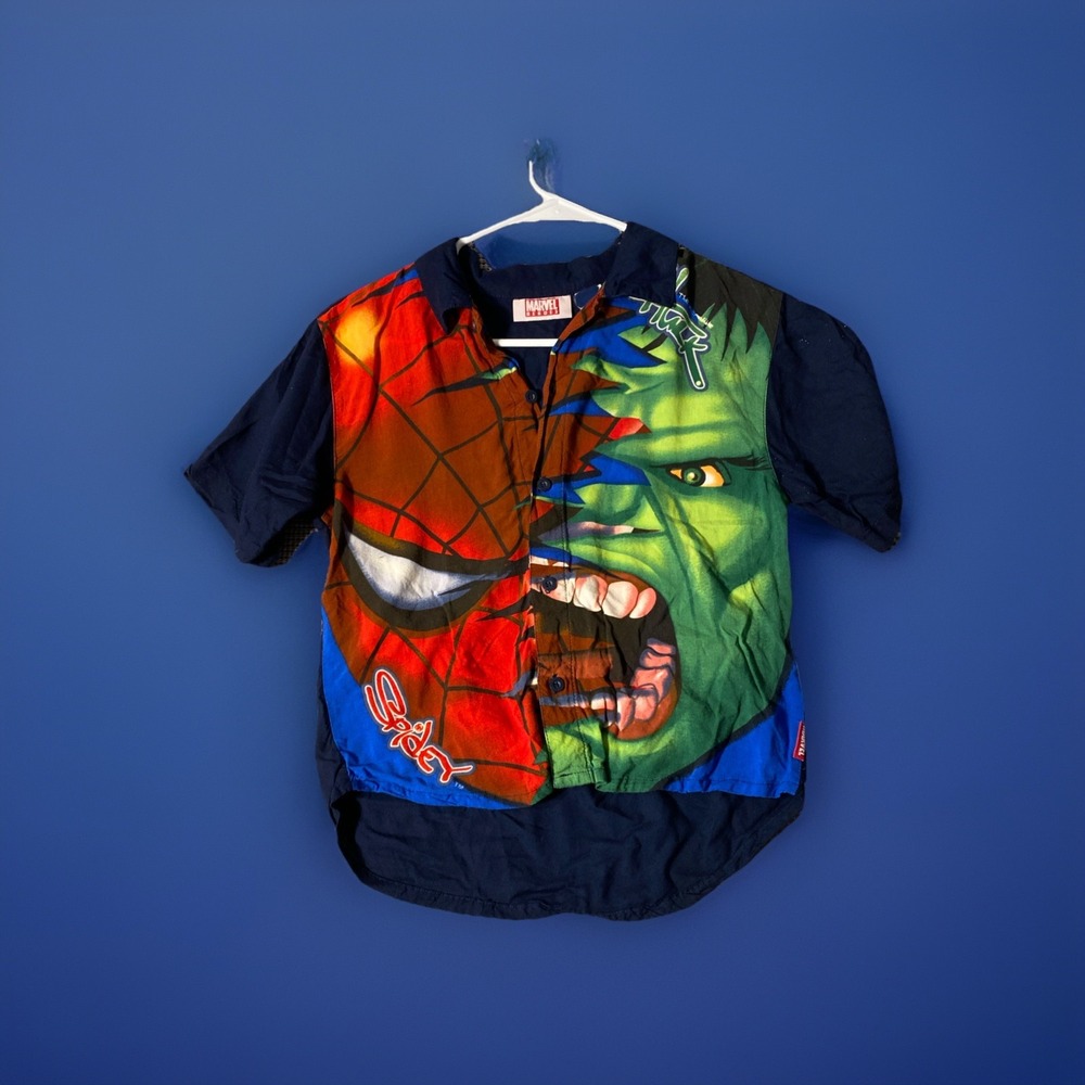 Marvel‎ Heroes Rare Spidey Hulk Button Down Shirt